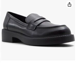 Aldo Black Leather Platform Penny Loafers